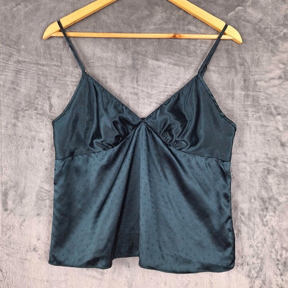 Linea Donatella Tops - Womens Top Small‎ Green Babydoll Y2K Fairy Grunge Satin Coquette Cami Whimsigoth